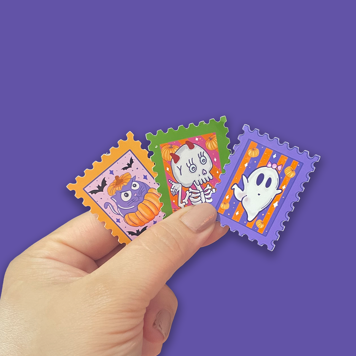 Spooky Stamp Style Sticker Set ā Halloween Collection