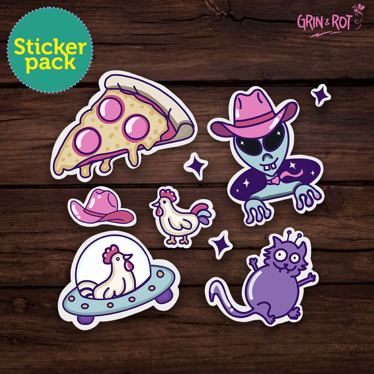 Yeehaw Galaxy Gang – Funny Space Cowboy Sticker Set