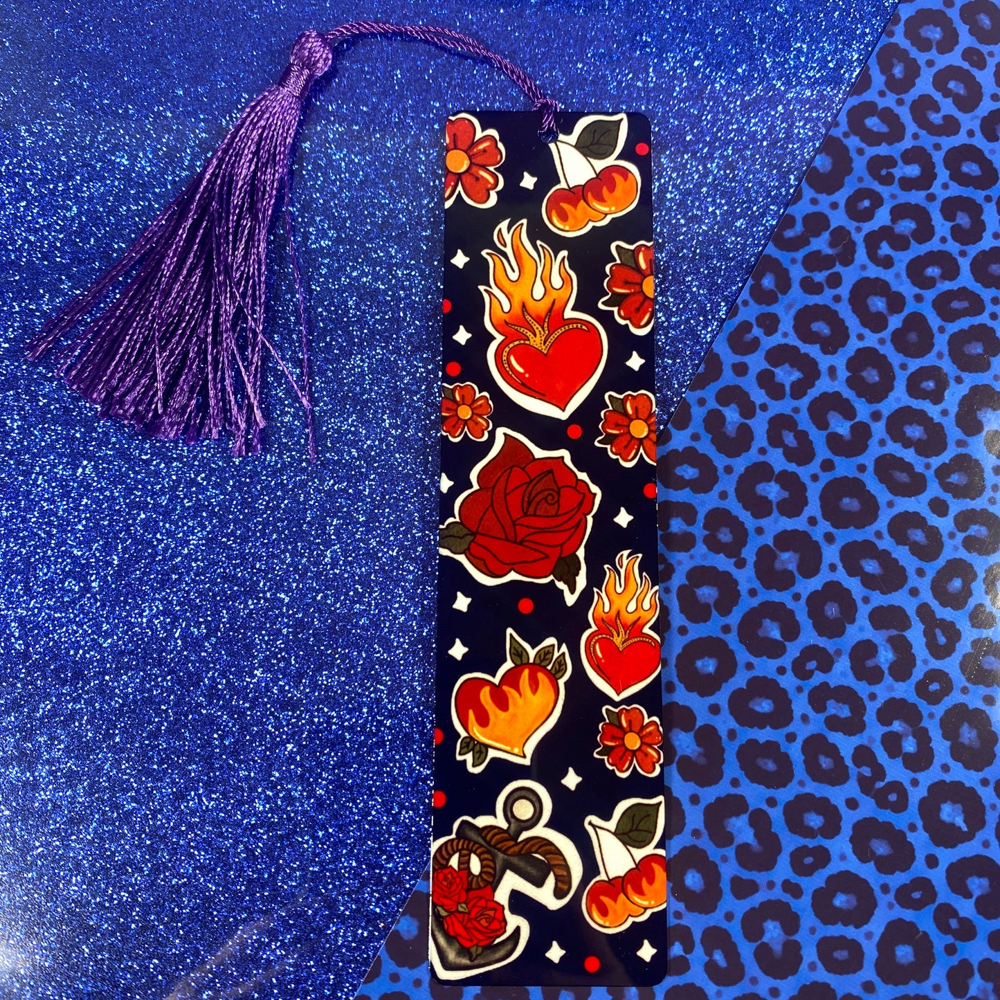 Wild Hearts – Blue Fuego Aluminium Bookmarks with Tassel