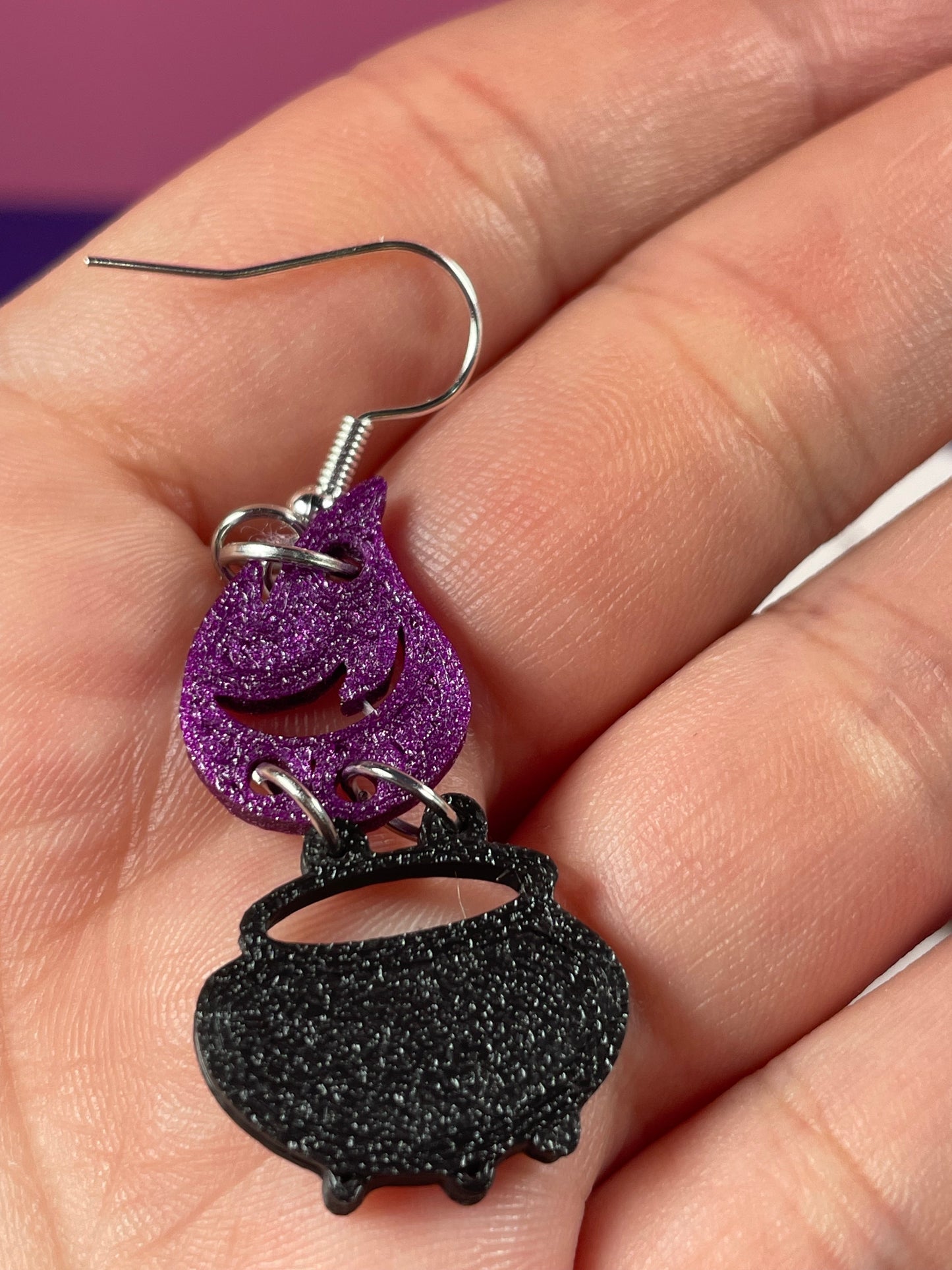 Mystic Flame Cauldron Earrings