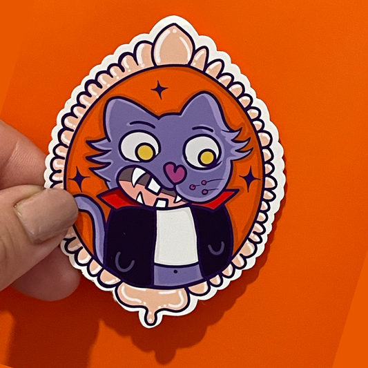 KITTIE VAMP - Cute Vampire Cat Halloween Sticker