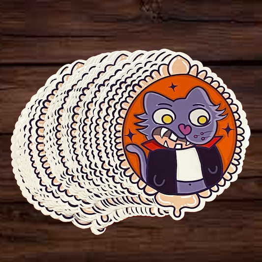 KITTIE VAMP - Cute Vampire Cat Halloween Sticker