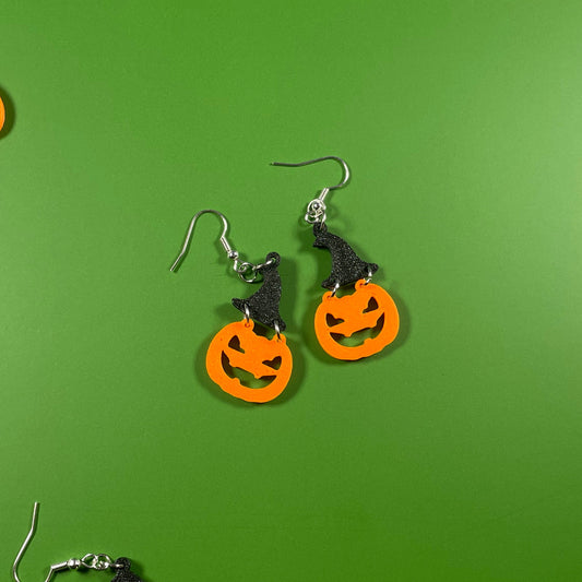 Pumpkin Witch Earrings