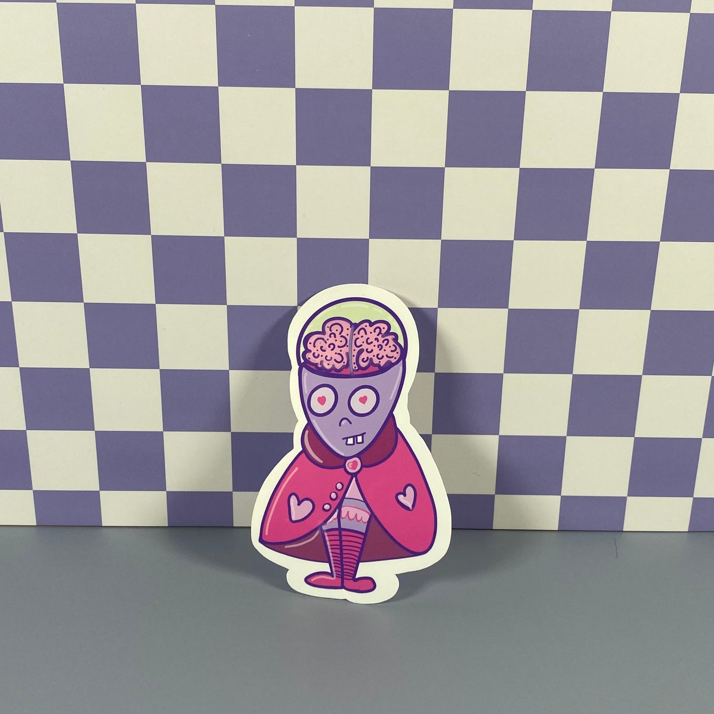 Creepy-Cute Brainy Alien Sticker - waterproof
