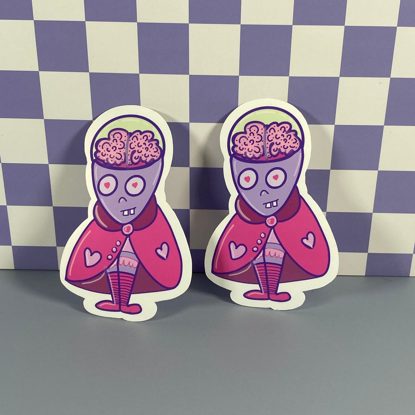 Creepy-Cute Brainy Alien Sticker - waterproof