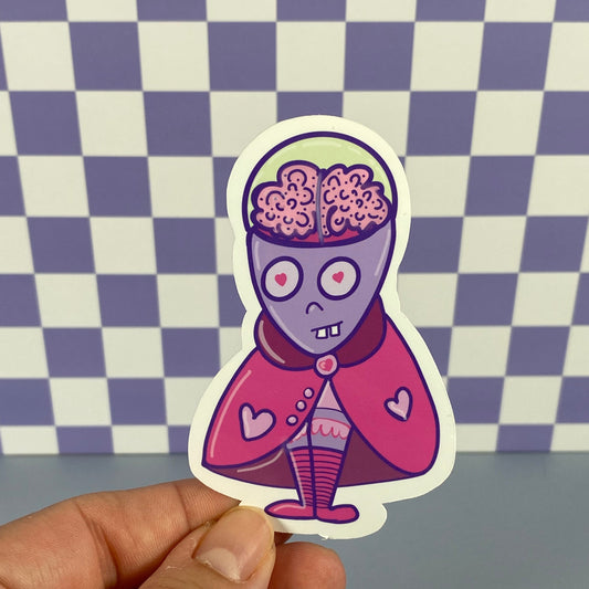 Creepy-Cute Brainy Alien Sticker - waterproof