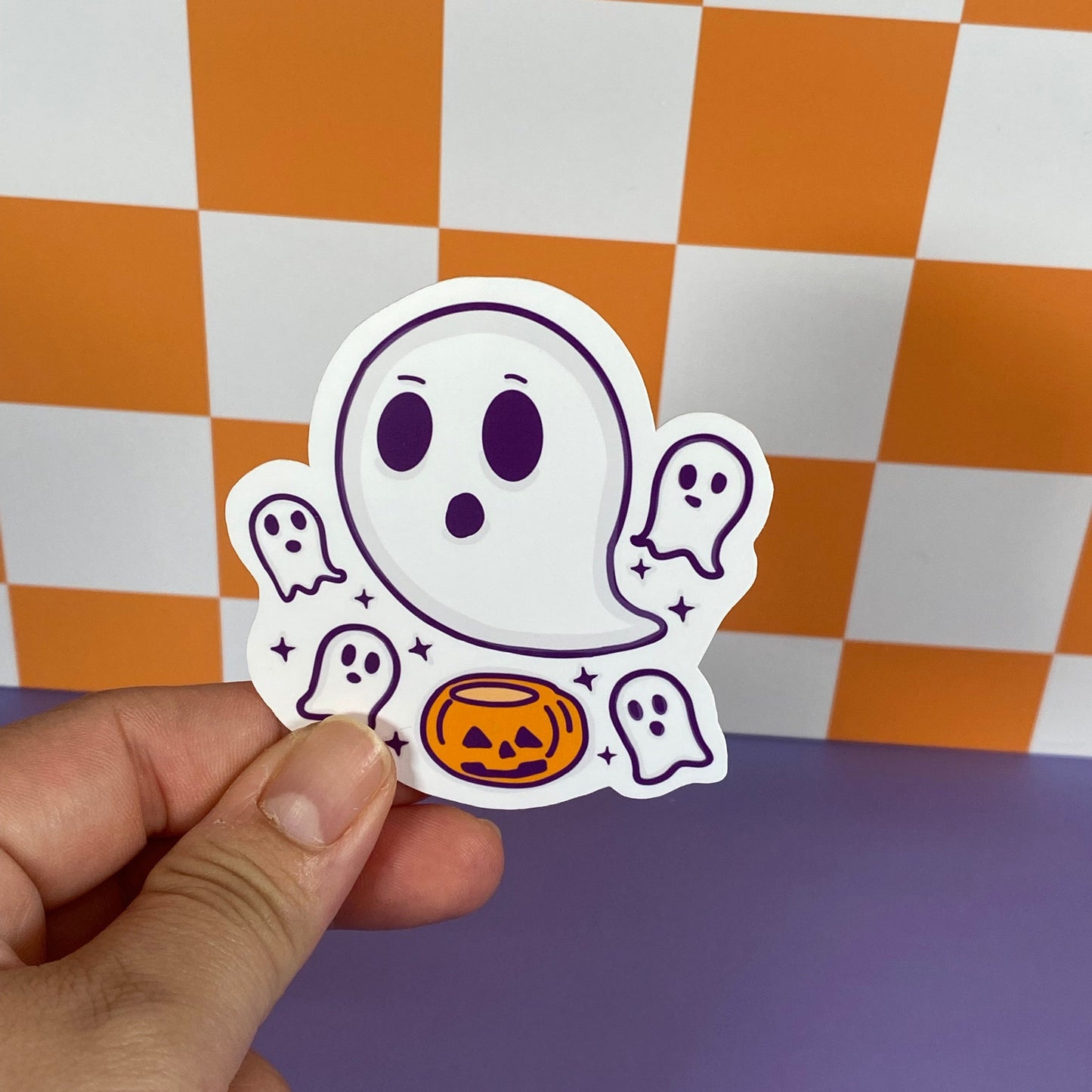 Spooky Pumpkin Ghosts Waterproof Sticker