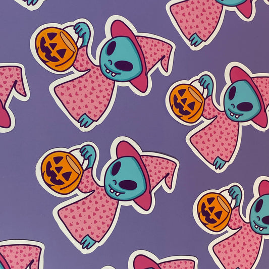 Alien Witch Trick-or-Treat Sticker
