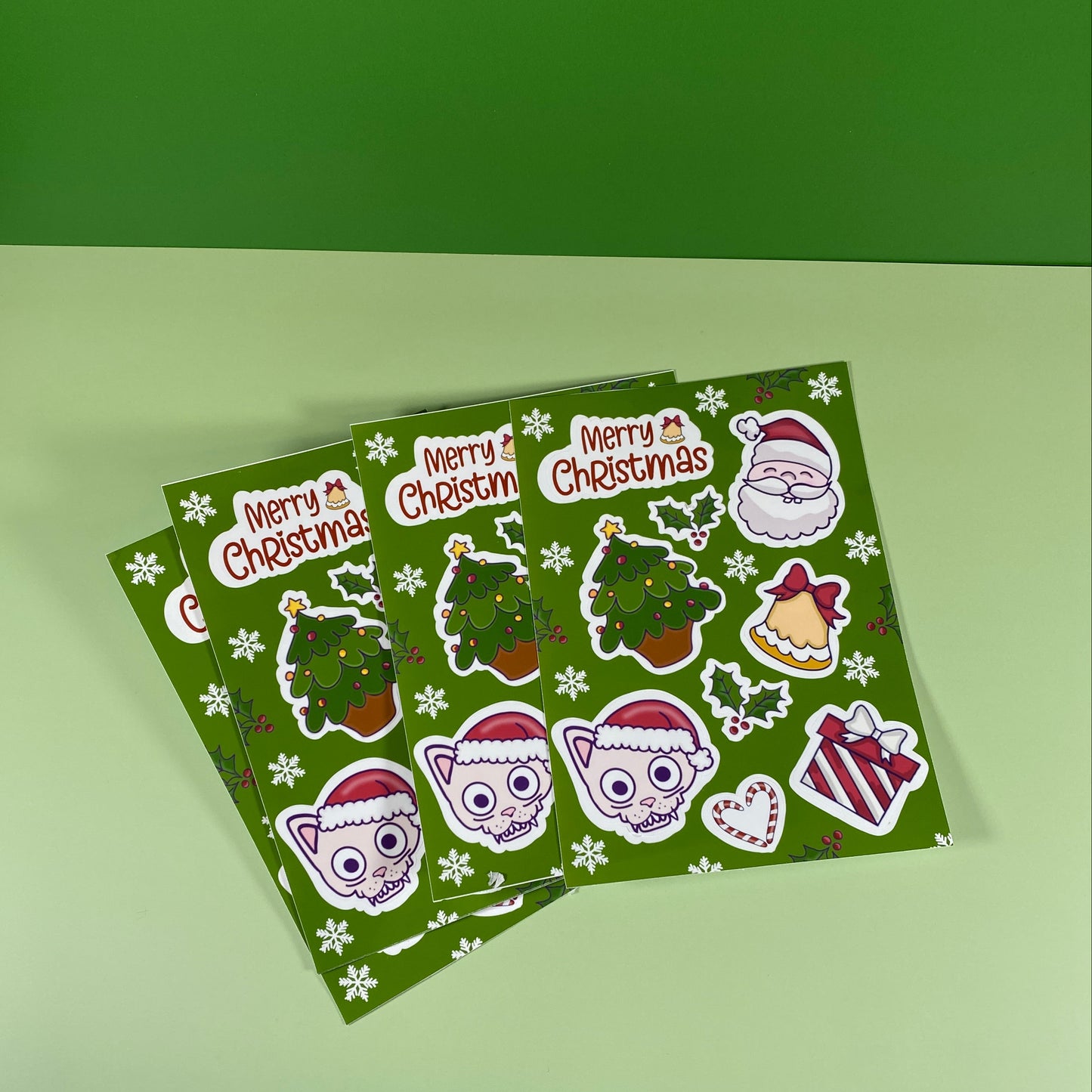 Quirky Green Christmas Kiss-Cut Sticker Sheet (10 × 14.5 cm)