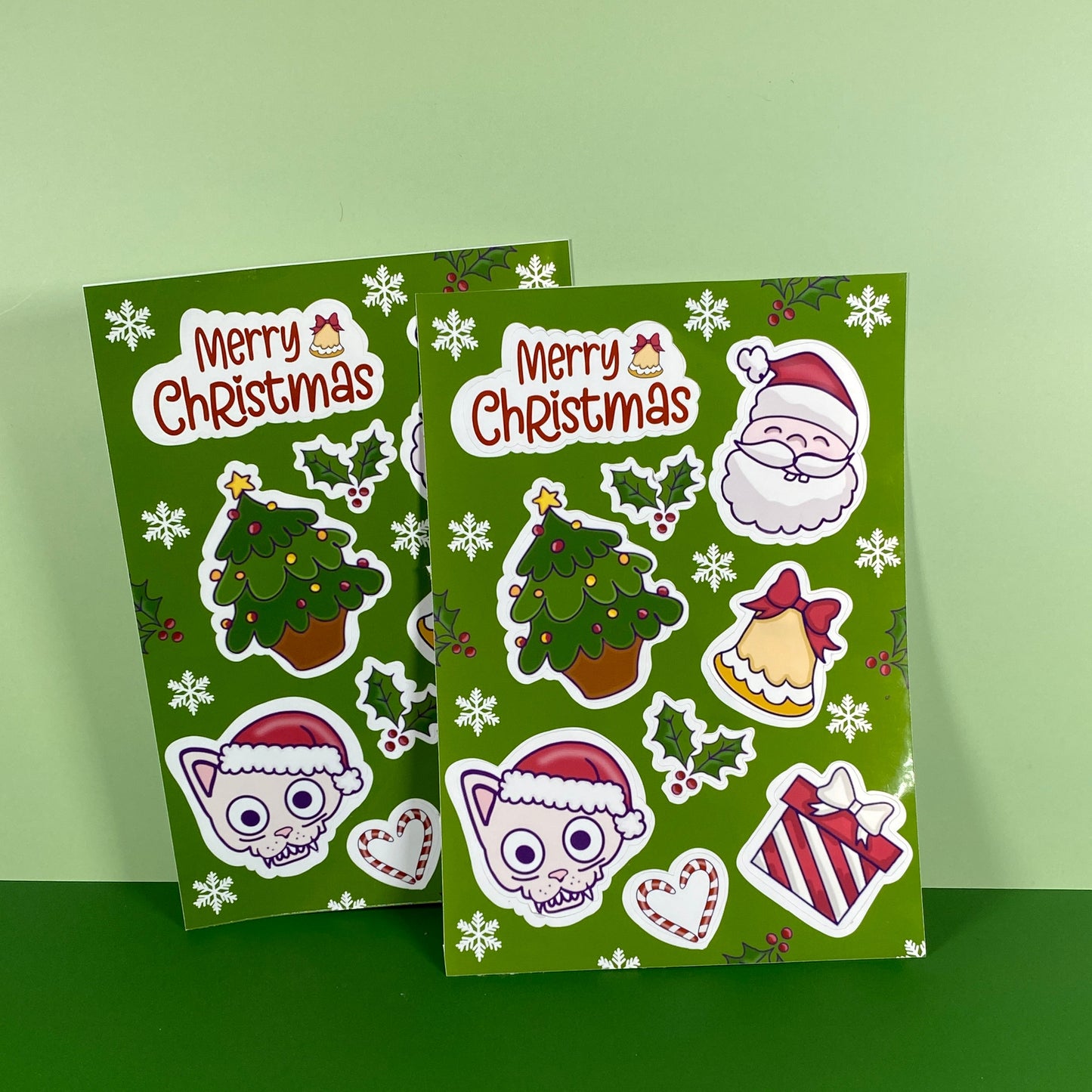 Quirky Green Christmas Kiss-Cut Sticker Sheet (10 × 14.5 cm)