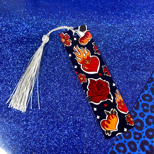 Wild Hearts – Blue Fuego Aluminium Bookmarks with Tassel Mini