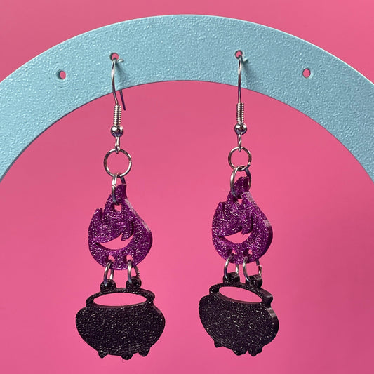 Mystic Flame Cauldron Earrings
