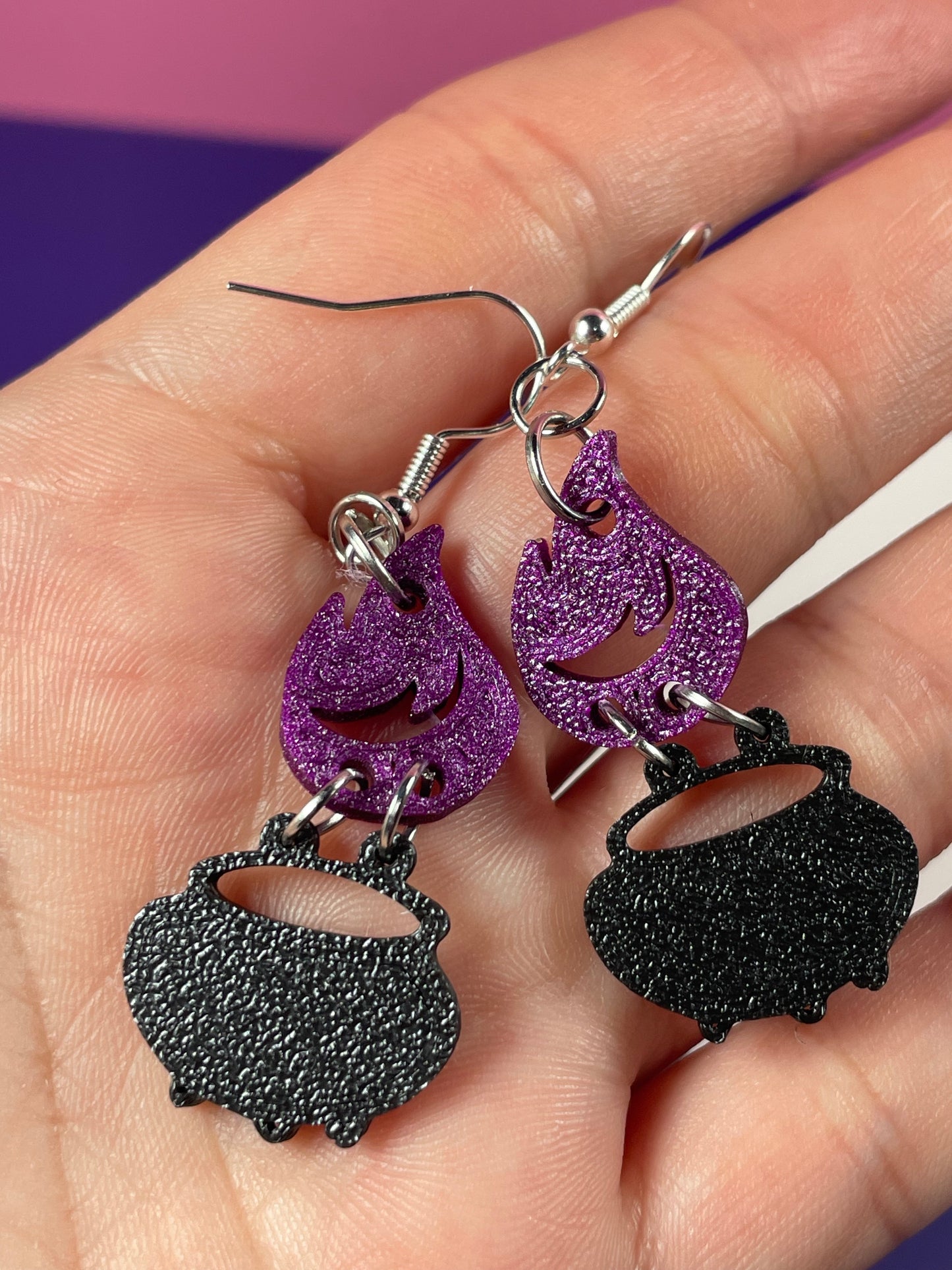Mystic Flame Cauldron Earrings